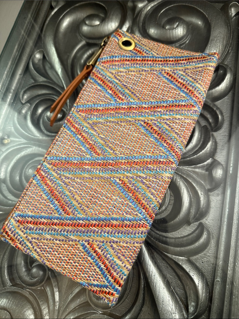 HOBO Vida Multicolor Woven Leather Trim Wristlet